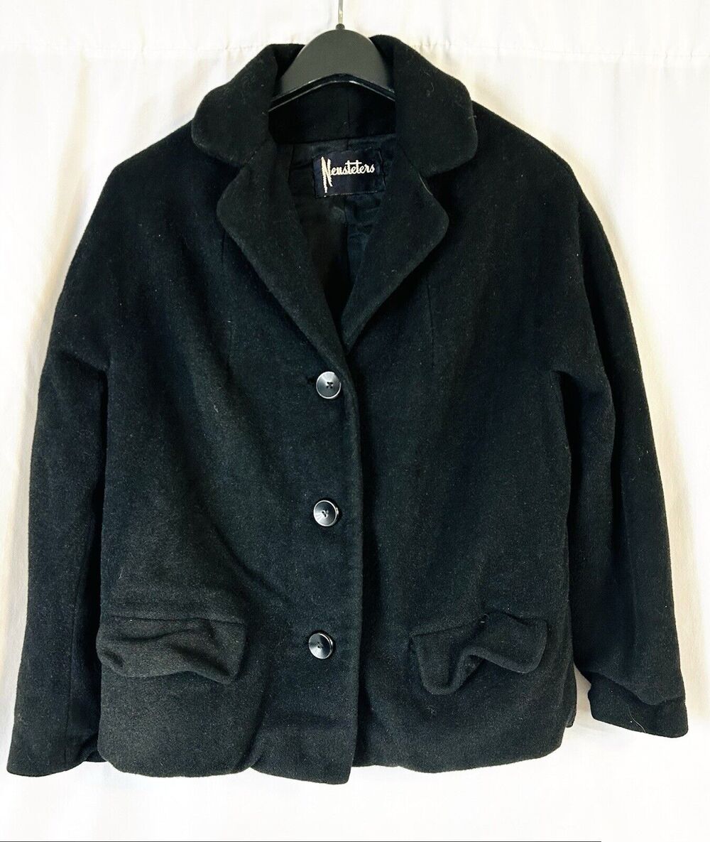 Vintage Neusteters Women's Short Black Star Drift Stroock Wool Jacket Coat M/L